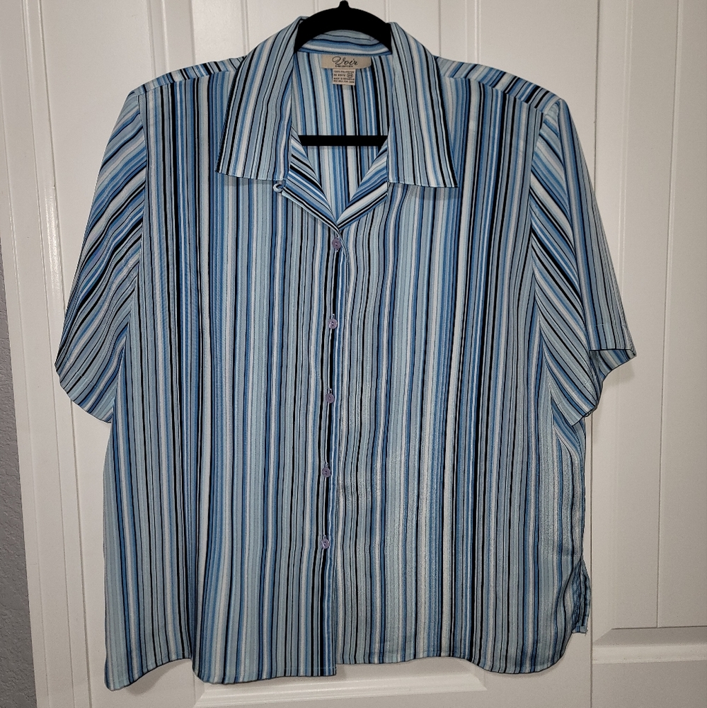 Voir  vintage  blue striped blouse size 18W